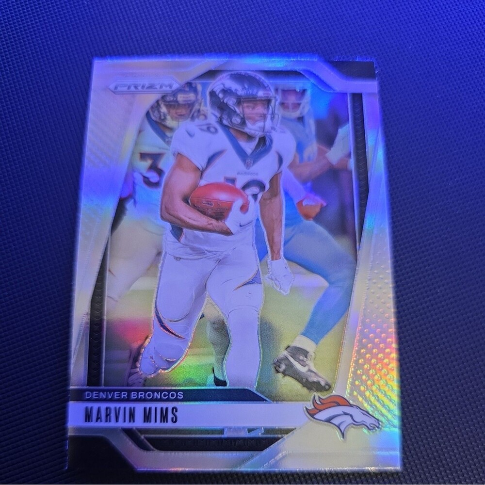Marvin Mims Silver Holo 2024 Panini Prizm Football Card #88 Denver Broncos